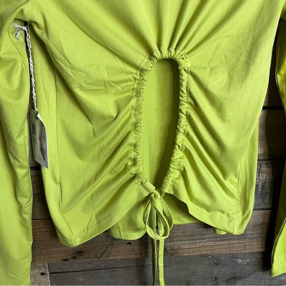 Jessica Simpson Active Lime Green Open Back Long‎ Sleeve Top Size Small - Picture 6 of 10